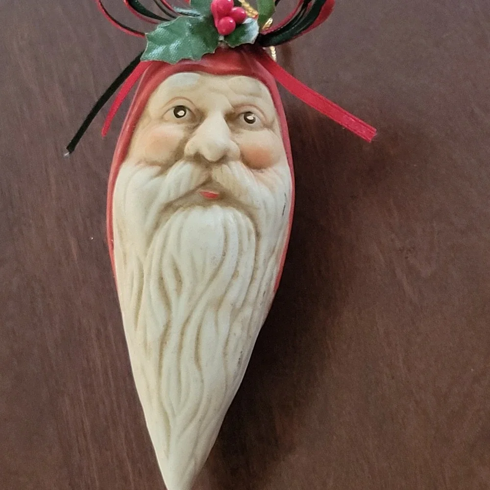 Set of‎ 4 Santa Face Christmas Ornaments w/ Star Original Box Holiday Tree Decor